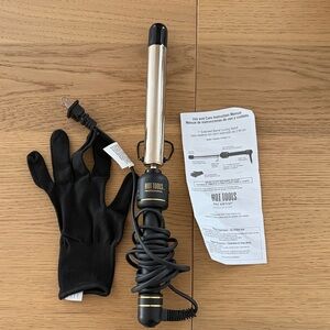 Hot Tools 1" Gold Curling Iron with Heat-Resistant Glove - Gold